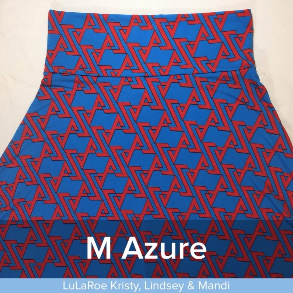 LuLaRoe Azure Skirt with Blue and Red Geometric Design